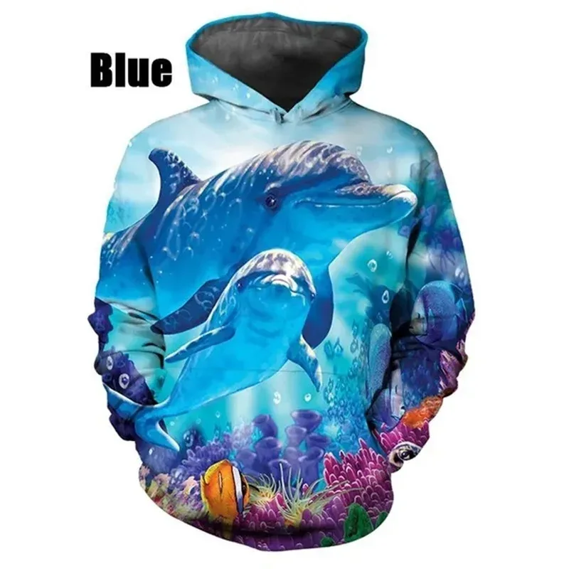 Hot Sale 3D Printing Dolphin Graphic Hoodies Casual Pullover Sweatshirts For Men Women Streetwear Oversized Hoodies For Kids — image 6