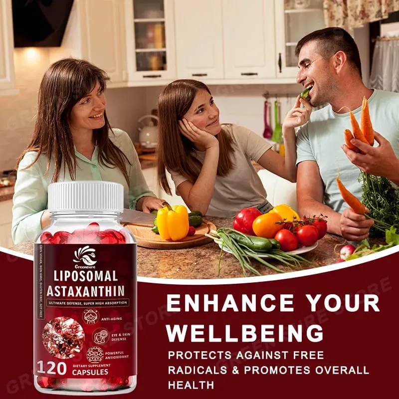 24 MG Liposomal Astaxanthin Capsule - Relieve Eye Fatigue Improve Sensitive Skin Restore Muscle Function Enhance Immunity