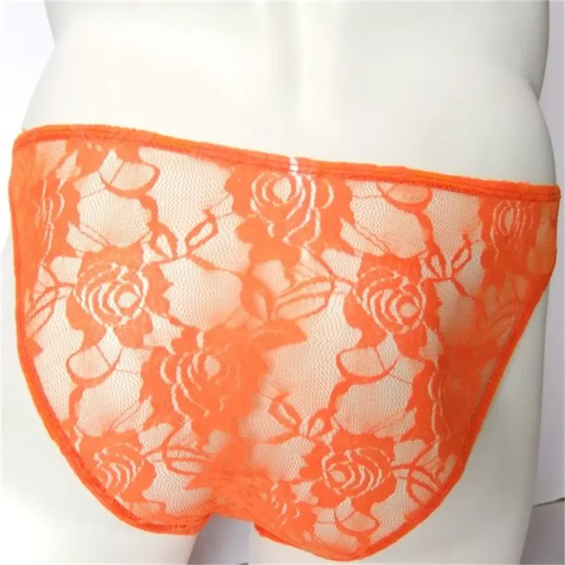 Lelaki Seksi Lace Seluar Dalam Lutsinar Perspektif Seluar Dalam Hollow Out Rose Mesh Seluar Dalam Lelaki Rendah Naik