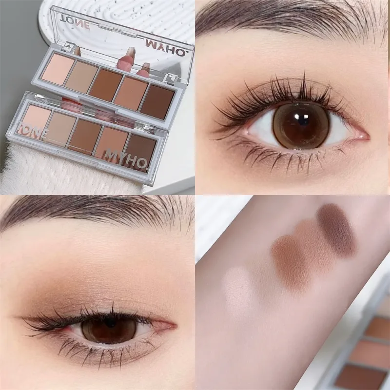 5-color Eyeshadow Palette Matte Natural Brown Portable Bronzers Cosmetic Contouring Shadow Earth Color Eye Shadow Makeup Palette
