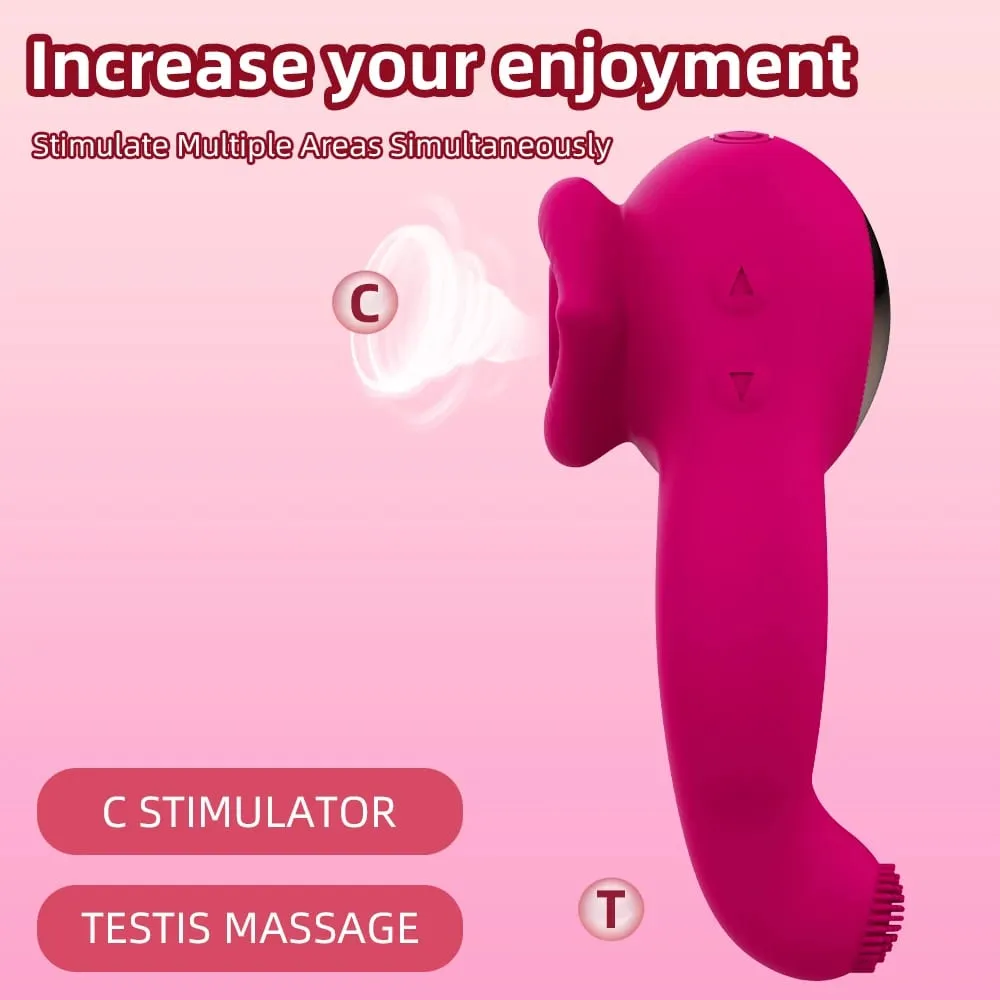 Sucking Tongue Licking Clit Stimulator Delayed Ejaculation CockRing Clitoral Stimulator Scrotum Massager Erotic SexToy forCouple