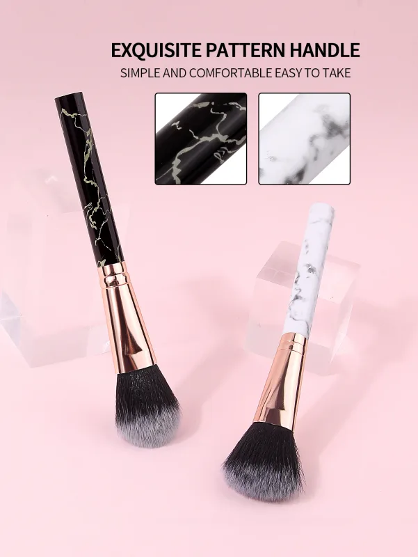 2Pcs Marble Handle Blush Brushes Soft Fluffy Face Makeup Brush For Cheek Blush Powder Cosmetic Blending Beauty Make Up Tools — image 4