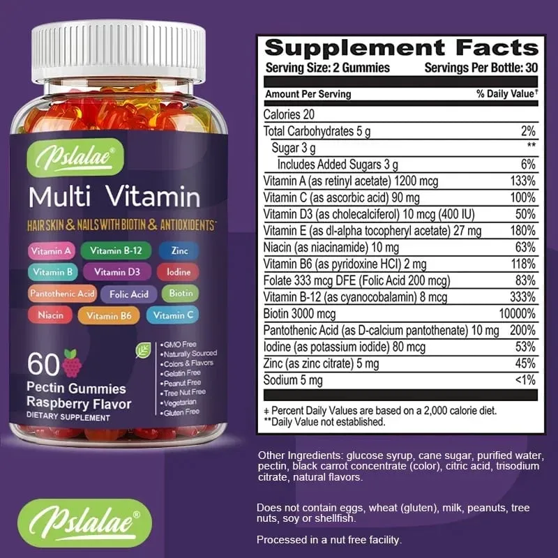 Multivitamin Gummies - To Provide Energy for Skin Hair and Nails Health Support Immune Overall Health