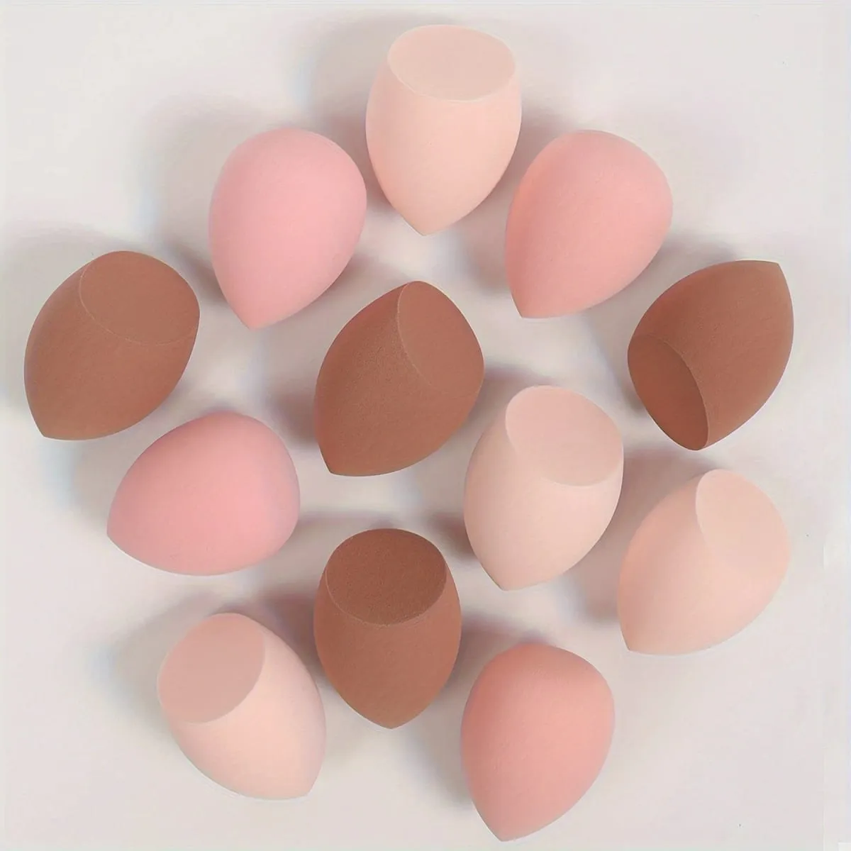 12 pieces latex free hydrophilic polyurethane beauty sponge set multi-color makeup mixing sponge suitable for liquid and cream