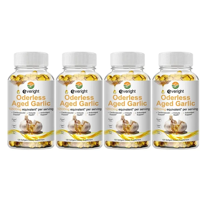 Aged Garlic Extract Capsules – Odorless Formula with Magnesium Chromium B1 & B9 – Supports Immune Heart & Cardiovascular Heal