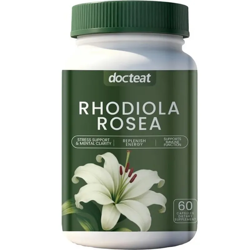 Docteat Rhodiola Rosea Capsules with 3% Salidrosides and 1% Rosavins Supports Mental Clarity & Replenishes Energy 60 Capsules