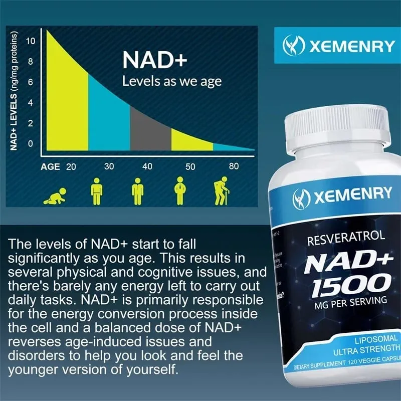 NAD+ and Resveratrol Supplement - Supports Cell Health DNA Repair Improves Natural Energy Cell Metabolism Anti-Aging Support — image 3