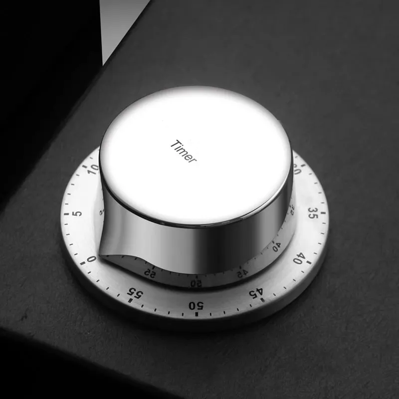 Luxury 304 Stainless Steel Kitchen Timer Magnetic Back Cooking Timing Tool Textured Stopwatch Chronograph for Fitness and Study — image 7