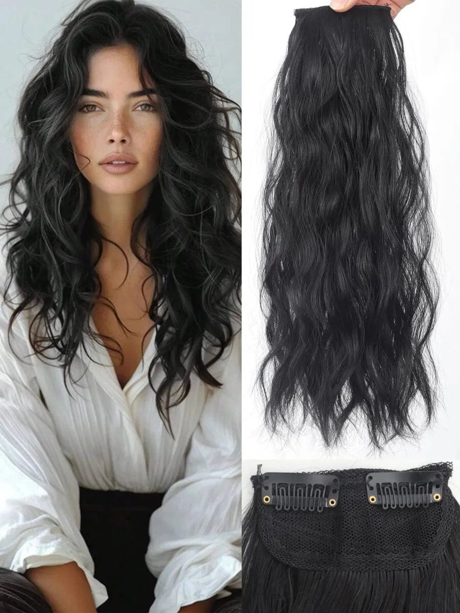 Women Water Wave Extensions Clip In Hair Extensions Invisible Synthetic Wig Piece Suitable Thinning Hair Increase Hair Volume
