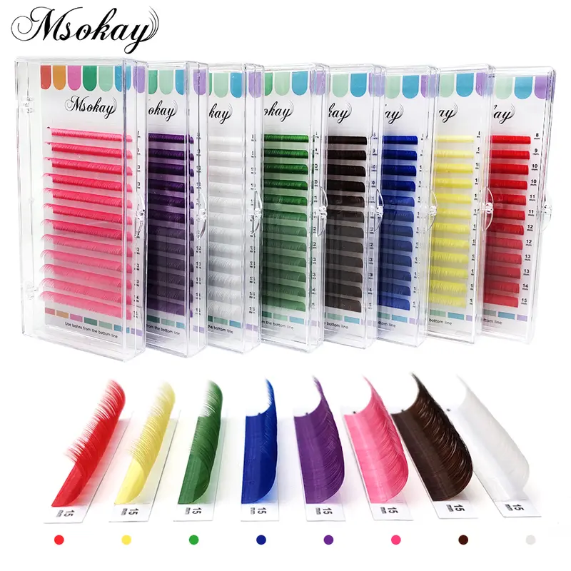 kekelala C/D/L/LU Colored Eyelash Extention 8-15 Mix Length False Colorful Individual Eye Lash Natural Grafted Lash Supplier — image 2