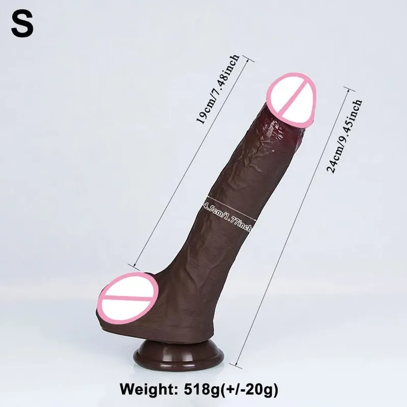 4 storlekar Realistisk Mjuk Stor Dildo Dubbel Silikon Sugkopp Penis Par Onani Enorm kuk Kvinna Man Anal Vuxen Sexleksak