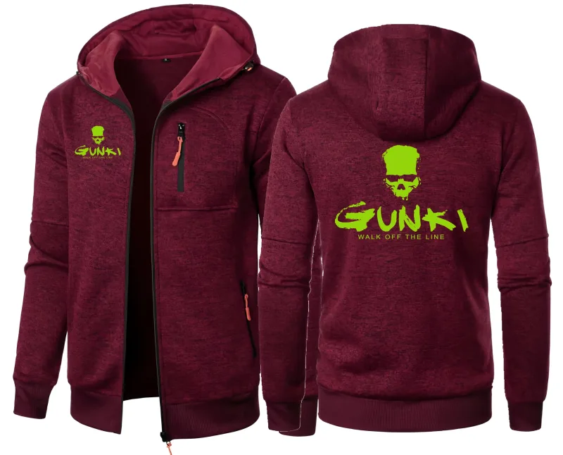 Gunki Love Fishing Brand Mens Hooded Coats Casual Zipper Hoodie Sweatshirt Panlalaking Damit Sportswear Slim Fit Casual Jacket