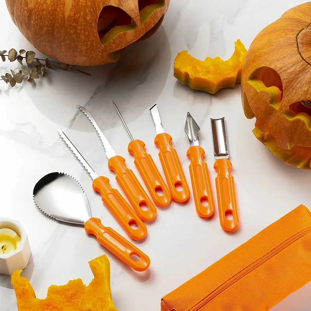 7pcs/Set Halloween Stainless Steel Pumpkin Carving Tools Kit Professional Pumpkin Carving knife Set With Storage Bag