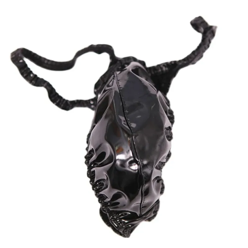 Seksi Erkek PVC Parlak U Dışbükey Kese Külot Alçak G-string Lateks Yağ Kasvetli Seksi Tanga Carapace U Bulge Iç Çamaşırı
