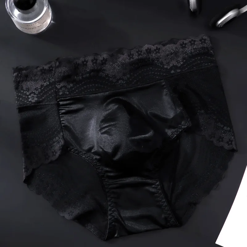 Flower Lace Mesh Hollow Out Sexy Men's Underwear Ice Silk Breathable Seamless Manipis na Triangle na Pantalon Malambot Traceless Panlalaki Briefs