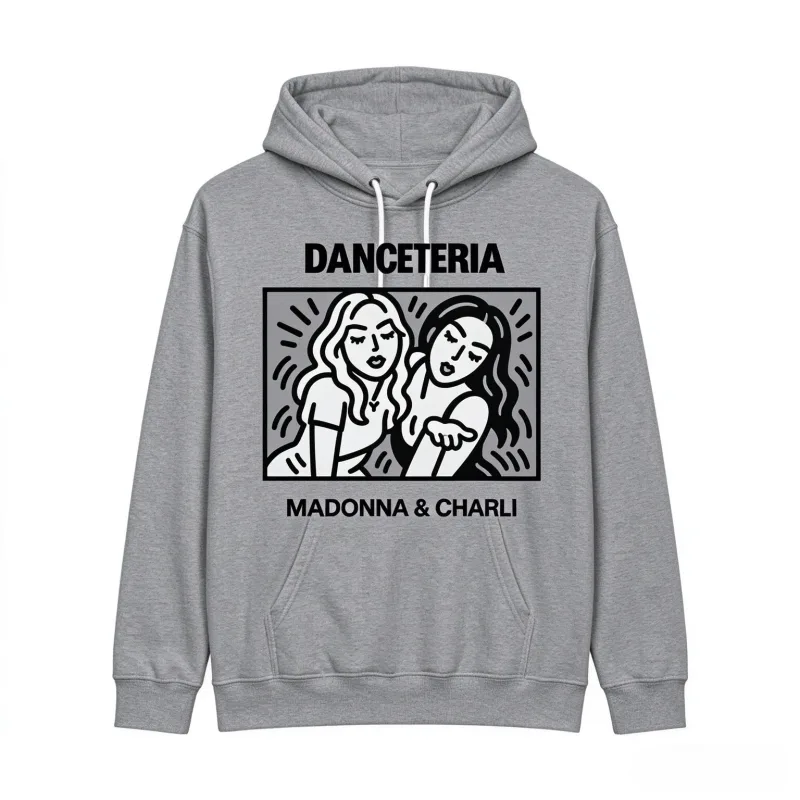 2026 Madonna Charli XCX Danceteria Hoodie Line Art Grafische Print Unisex Pullover Hoody Popmuziek Fan Casual Tops