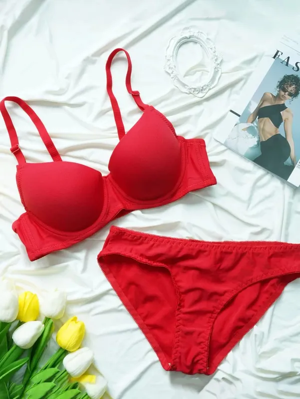 솔리드 Underwire 란제리 세트 속옷 팬티 세트 여성 강철 반지와 브래지어를 밀어 Intimates 속옷 정장