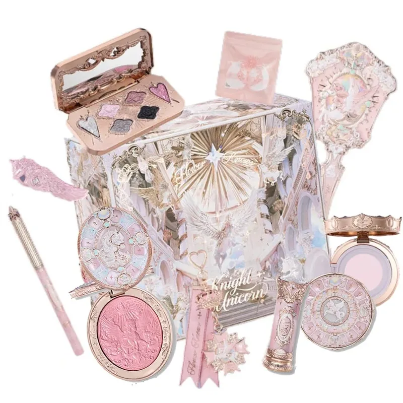 Flower Knows Knight Unicorn Makeup Gift Box Lipstick Blush Loose Setting Powder Starlight Eyeshadow Cosmetics Kit Gift Set