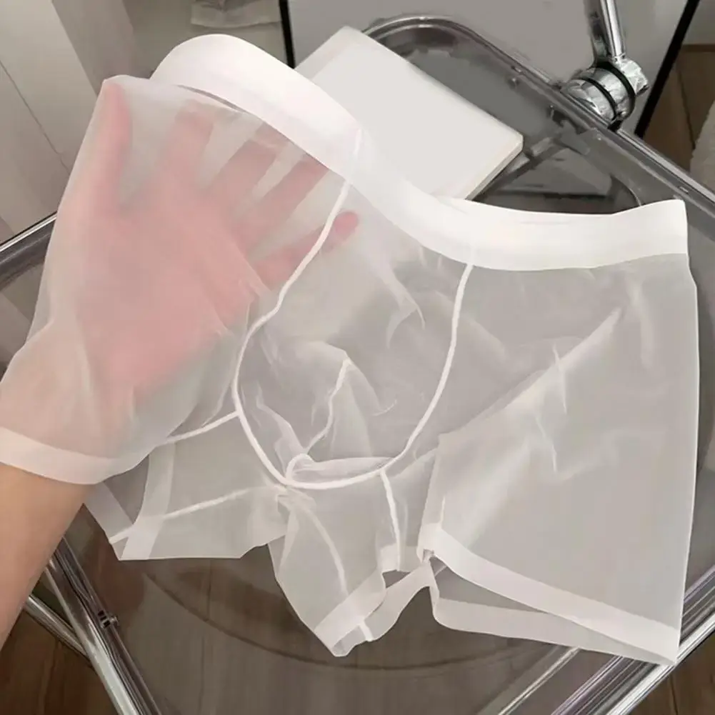 Mannen Boxer Transparant Lichtgewicht Mannen Ondergoed Elastische Mid-Taille U-Convexe Dunne Perspectief Shorts Slips Naadloze Slipje