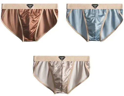 Slips en soie glacée pour hommes, sous-vêtements semblables à du Satin, sous-vêtements d'été respirants à séchage rapide, sous-vêtements Sexy avec pochette en U, 1/3 pièces
