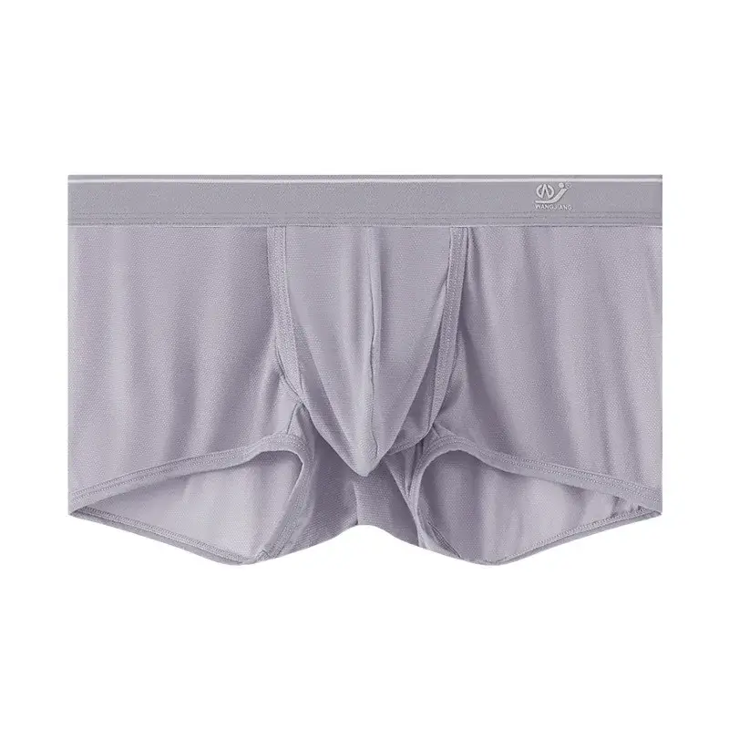 1 PCS Ice Silk Space Capsule Underwear Men's Compartment Solid Summer Breathable Ultra-thin Boxers Shorts Transparentes Hombre