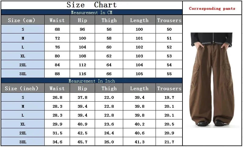 2025 American Retro Y2K Style Brown Baggy Cargo Jeans Pants For Men Clothing Wide Leg Casual Cotton Long Trousers Pantalon Homme