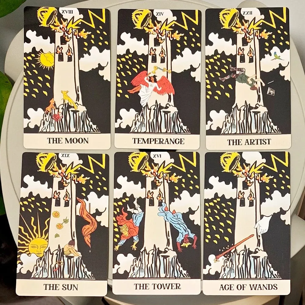 Tower Takeover Tarot Deck in Rigid Box Unique 79-Card Tarot Set for Transformation & Liberation 12*7cm Double-embossed