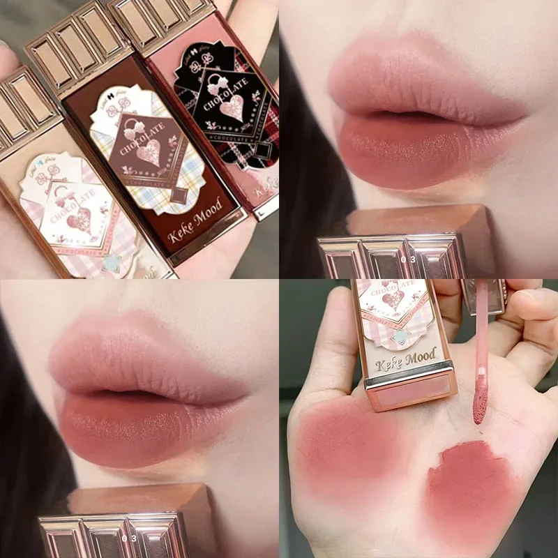 Chocolate Cloud Lip Gloss Matte Velvet Smooth Application Lip Glaze Mousse Brown Red Liquid Lipstick Makeup Lip Tint Cosmetics — image 5