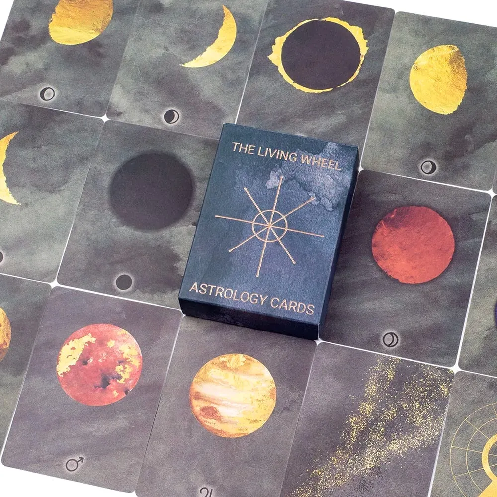 8.8*6.3cm The Living Wheel Astrology Cards A 55-Card Deck Tabletop Cards For Parties Precognition & Divinatio Board Playing Game