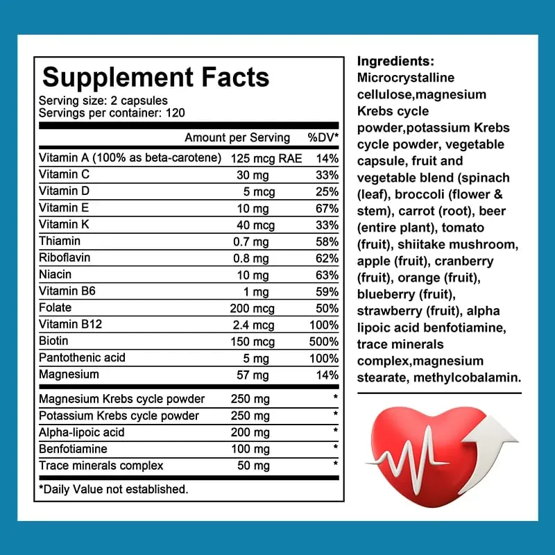 Viên nang vitamin tổng hợp chứa Biotin và Magiê giúp chống oxy hóa giúp tăng cường chức năng miễn dịch Năng lượng và sức khỏe miễn dịch — image 1