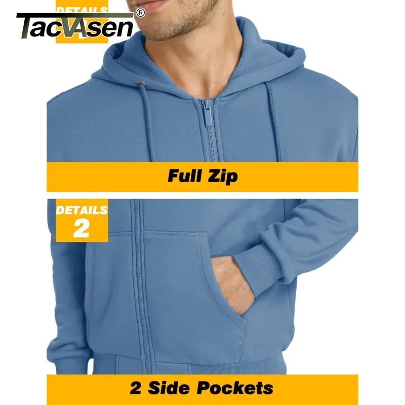 Big Pockets Fleece Lining Hoodies Mens Hooded Coats Full Zip Up Casual Hoodie Jackets Athlete Running Hiking Sportswear — image 22