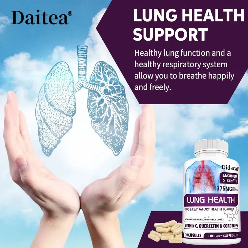 Lung Detox & Cleanse - Supports Bronchial and Respiratory Health Relieves Breathlessness Boosts Immunity - 120 Capsules