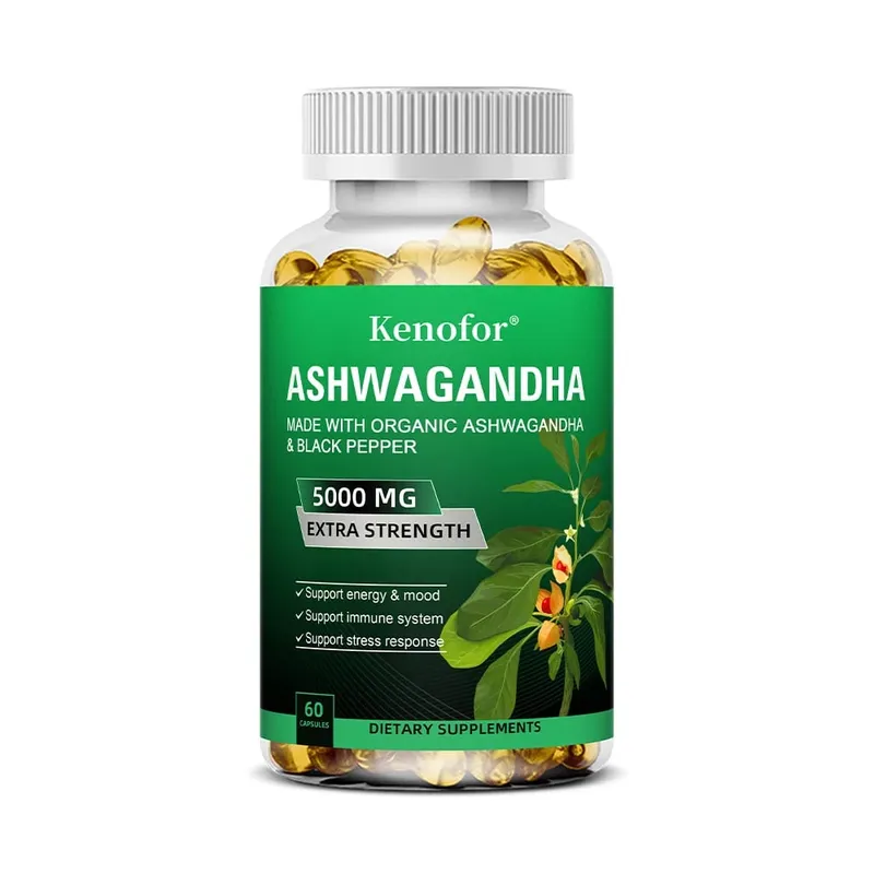 Pure Ashwagandha Root Extract Capsules 5000mg for Natural Mood Stress Focus Brain Energy Sleep Health