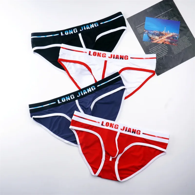Sexy Men U Convex Underwear Slip Breathable Letters Waistband Ice Silk Briefs Plus Size Male Panties S-XL — image 8