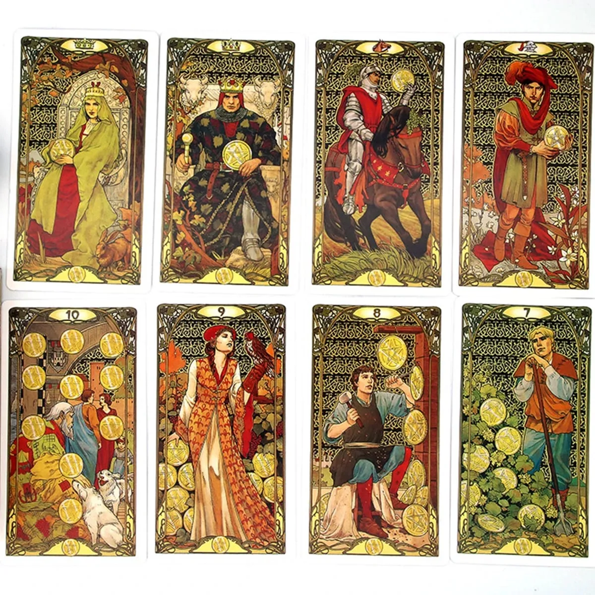 78pcs/Set-golden Art Nouveau Tarot tarot card board game Golden Art Unzipping card game