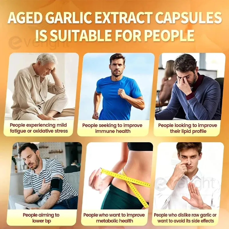 Aged Garlic Extract Capsules Odorless with Magnesium Chromium B1 & B9 Support Immune Heart Cardiovascular Health Supplement