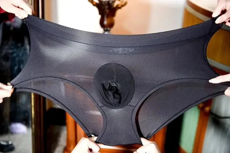 Men Sheer See Through Shiny G-string Sissy U Convex Pouch Thong Breathable Underwear Sheath Briefs Unisex HIgh Elastic Plus Sexy