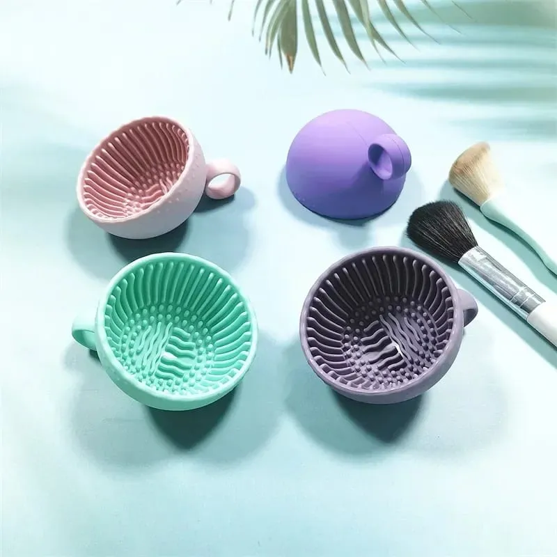 Makeup Brush Cleaner Folding Powder Puff Cleaning Bowl Eyeshadow Brushes Wash Clean Mat Beauty Tools Soft Silicone Scrubber Box — image 6