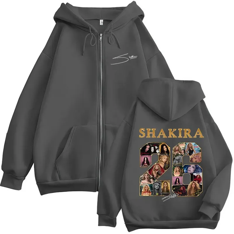 Shakira LMYNL 2026 World Tour Graphic Zipper Hoodies ผู้ชายเสื้อผ้าผู้หญิงแฟชั่นขนแกะแขนยาว Zip Up เสื้อแจ็คเก็ต