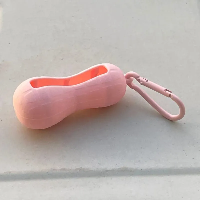 New Bow Candy Peanut Shape Silicone Lipstick Cover Keychains Solid Color Lipstick Storage Bag Light Weight Lip Balm Holder