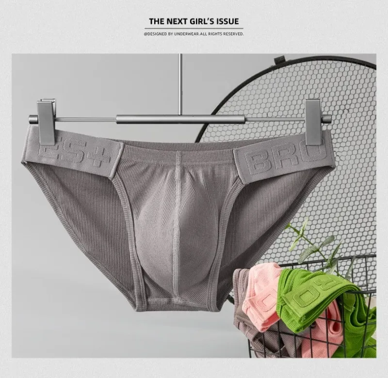 Mens Underwear Solid Color Low Waist Sweat-absorbing Large U Convex Pouch Sexy Mens Briefs — image 15