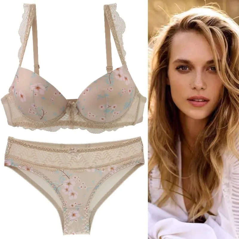 2023 novas senhoras sexy conjunto de sutiãs para grandes boops bcde copo arco floral roupa interior preto bege azul vermelho branco renda lingerie feminina