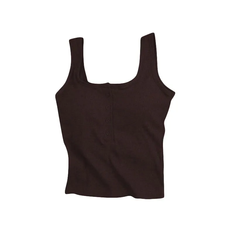 Women's Solid Color Spaghetti Straps Sleeveless Slim Camisole with Chest Pad Summer Wear Outside Female Short Tops Vests