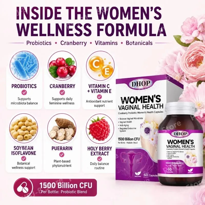 Women Vaginal Health Capsules 60 Count with Multivitamin Probiotic Blend — Support Urinary System Wellness & Balanced Microbiota