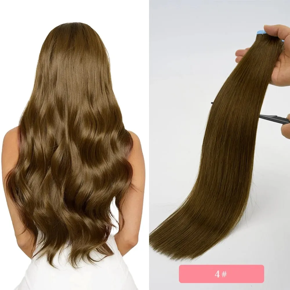 12A Tape In Hair Extensions Human Hair 100% Natutal Remy Hair Italy Tape for Strong Hold Seamless Skin Weft for Fine Hair