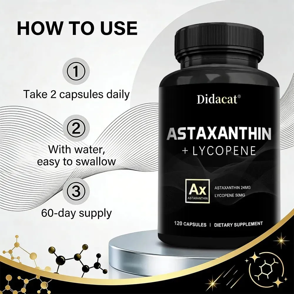 Astaxanthin-Ergänzungsmittel für Männer und Frauen | Aus der Mikroalge Haematococcus Pluvialis zur Unterstützung der Augen- und Hautgesundheit