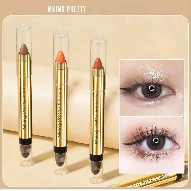 6color Eye Shadow Pen Eye Makeup Lying Silkworm Pen Double-ended Highlight Pen Eye Shadow Stick Women's Micro-pearl Matte Makeup — image 2