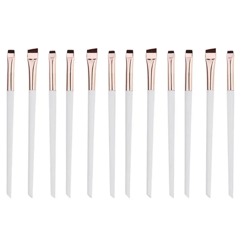 3/6/9/12Pcs Angled Eyeliner Brush Micro-Fine Tip for Brows & Cut Crease Vegan Professional Makeup Brushes