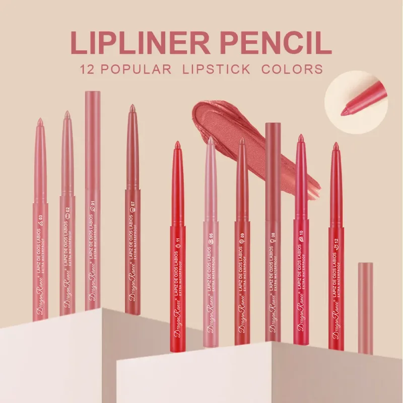 Delineador labial à prova d'água, de longa duração, lápis labial fosco para iniciantes, automático, hidratante de feijão, copo antiaderente — image 5
