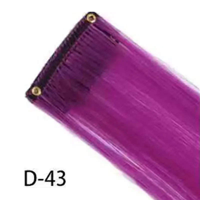 Synthetic 10Pcs colorful Hair Extensions Clip in Colored Party Highlights Extension for Kids Girls Long Straight Hairpiece